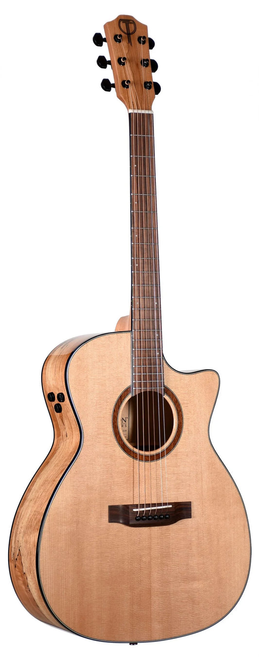 Teton STA130SMCENT Auditorium Acoustic-Electric Guitar - Spalted Maple Back & Sides