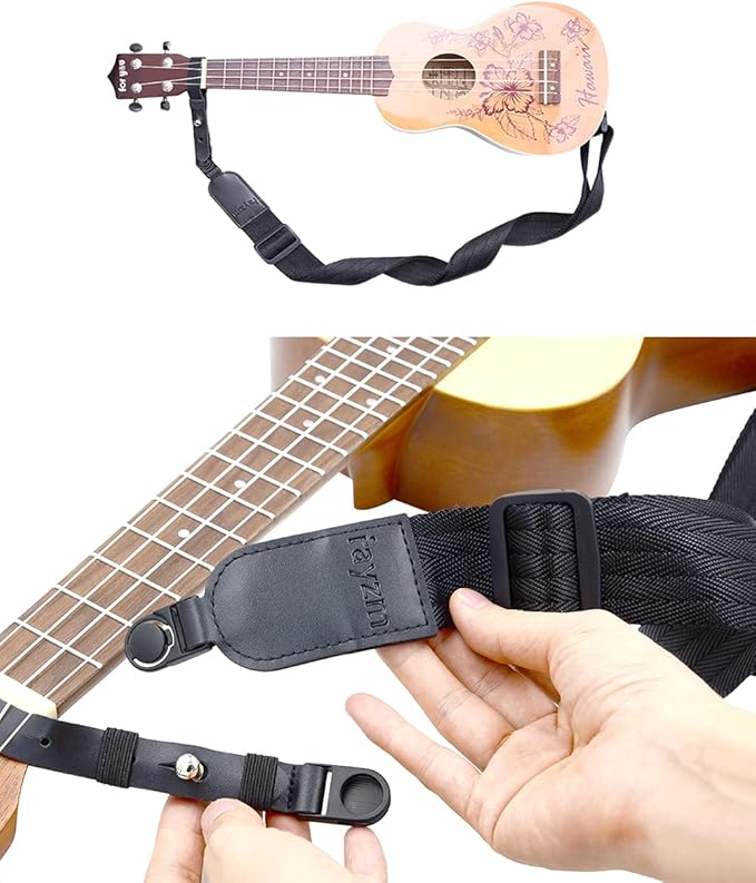 Black Ukulele Strap With End Pin