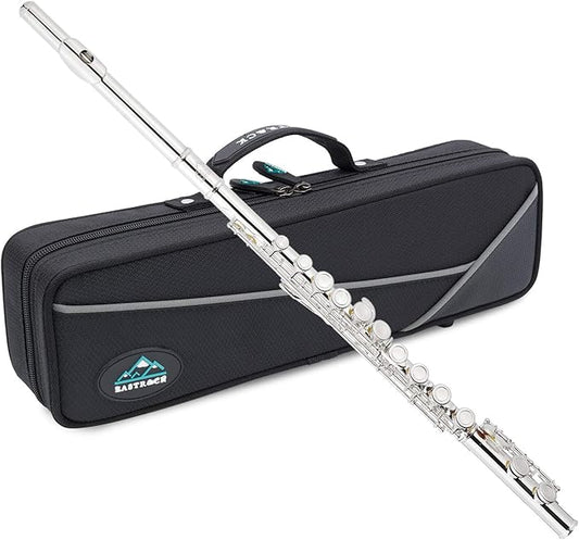 EASTROCK C Flute Instrument, 16 Keys Closed Hole Flute for Beginner, Kids, Student Flute with Carrying Case Stand, Cleaning kit, Gloves, Tuning Rod, Nickel 