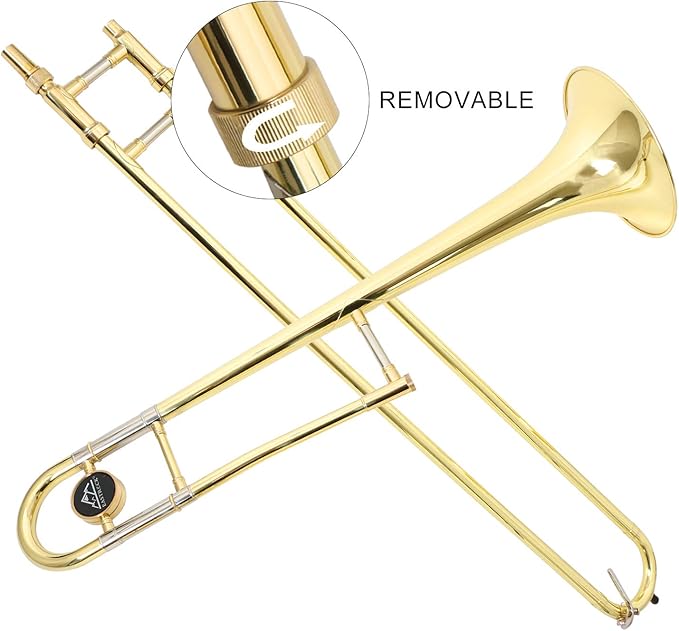 EASTROCK Bb Tenor Slide Trombone Brass Musical Instrument with Hard Case,Mouthpiece,Gloves,Cleaning Cloth for Professional Player Beginners Students, Large Bell(9.25"/235 mm),GOLD