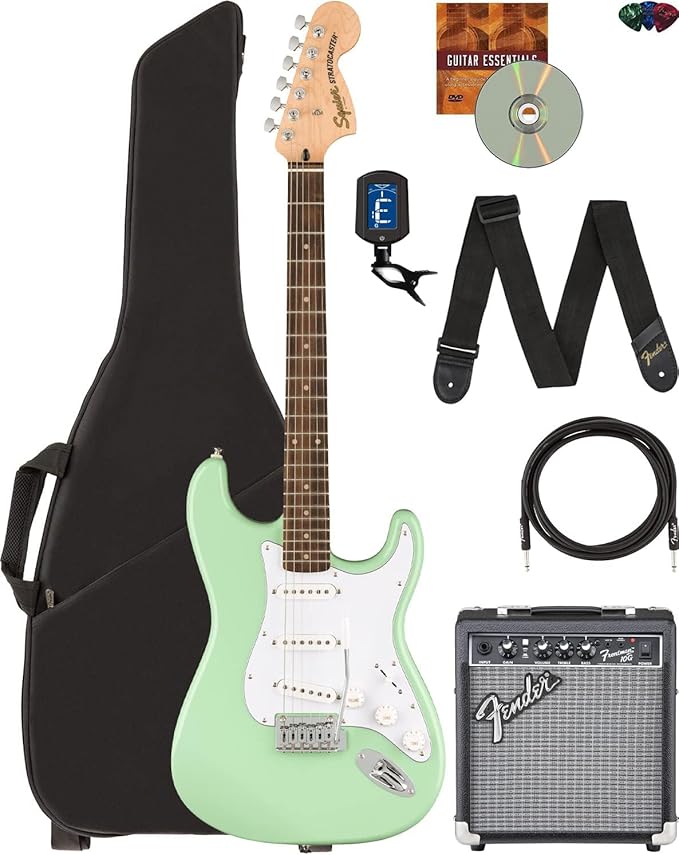 Fender Squier Affinity Stratocaster Limited Edition - Bundle with Fender Frontman 10G Amplifier, Gig Bag, Tuner, Instrument Cable, Strap, Picks, and Austin Bazaar Instructional DVD