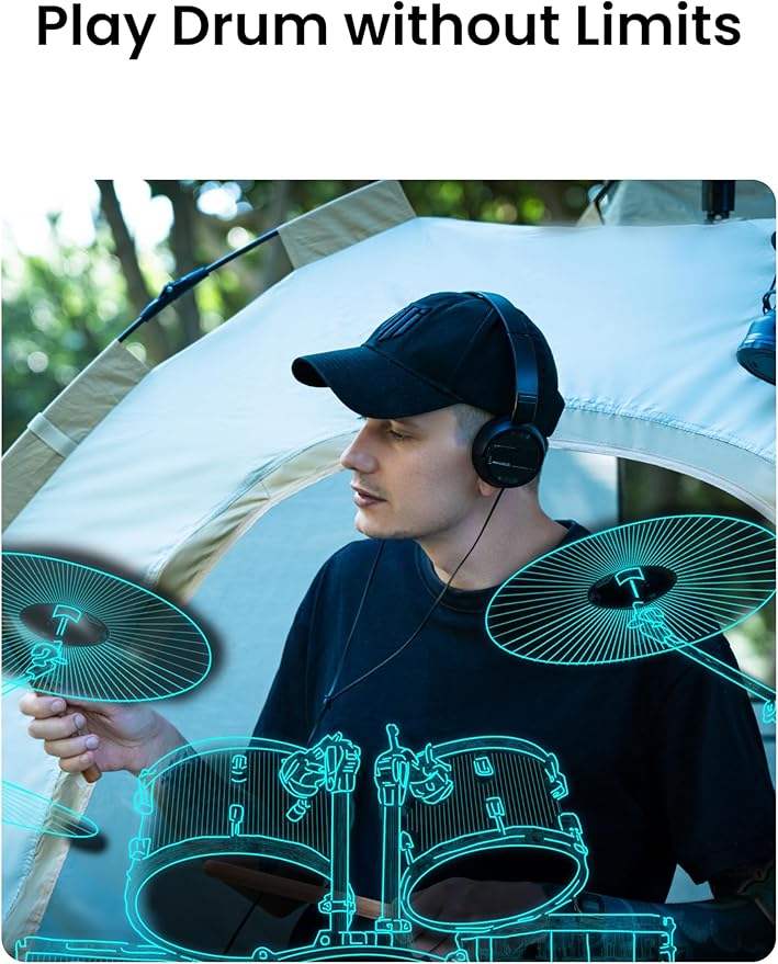 AeroBand Electronic Drum Set PocketDrum2 MAX(2024 Version), Air Drum Sticks & Pedals & Bluetooth Adapter, Play Drum Anywhere Anytime, 8 Tones and USB Midi (Earphone Included)