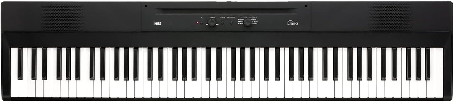 Korg Liano- Korg 88 Portable Digital Piano with Semi-Weighted Keys and Built-in Speakers, with Sustain Pedal, Music Stand, and Power Supply (LIANO),Black