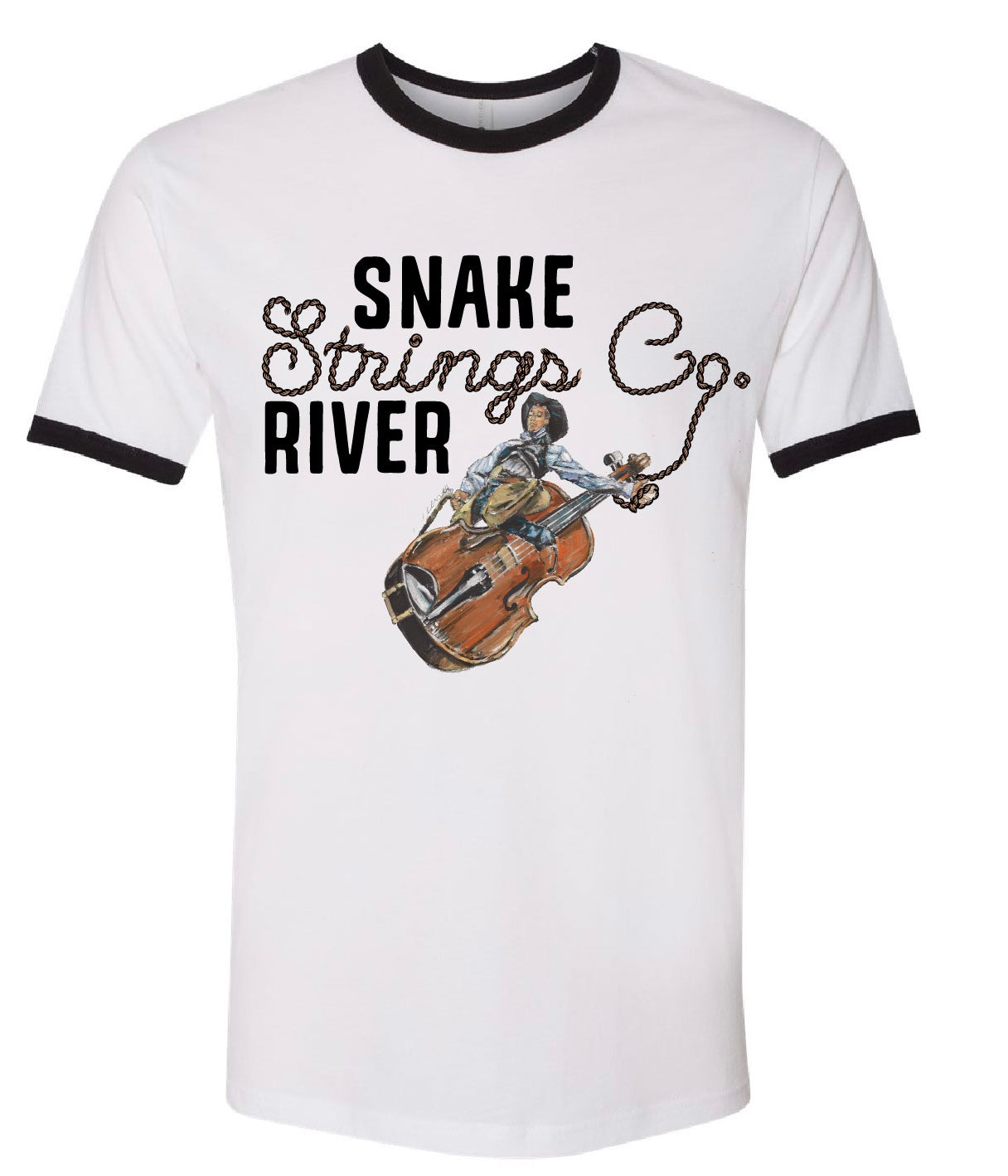 Snake River Strings Co. “The Fiddling Cowboy” Ringer T-shirt – Limited Edition